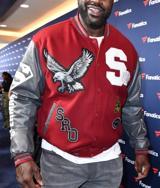 Shaquille O'Neal Super Bowl LVIII Red Varsity Jacket-6