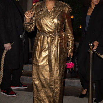 Sheryl Lee Ralph Leather Belted Trench Coat