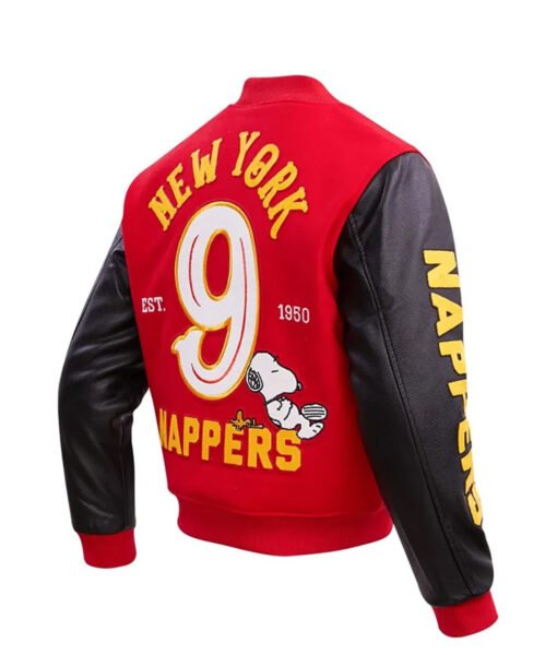 Peanuts Snoopy New York Nappers Red Varsity Jacket-1