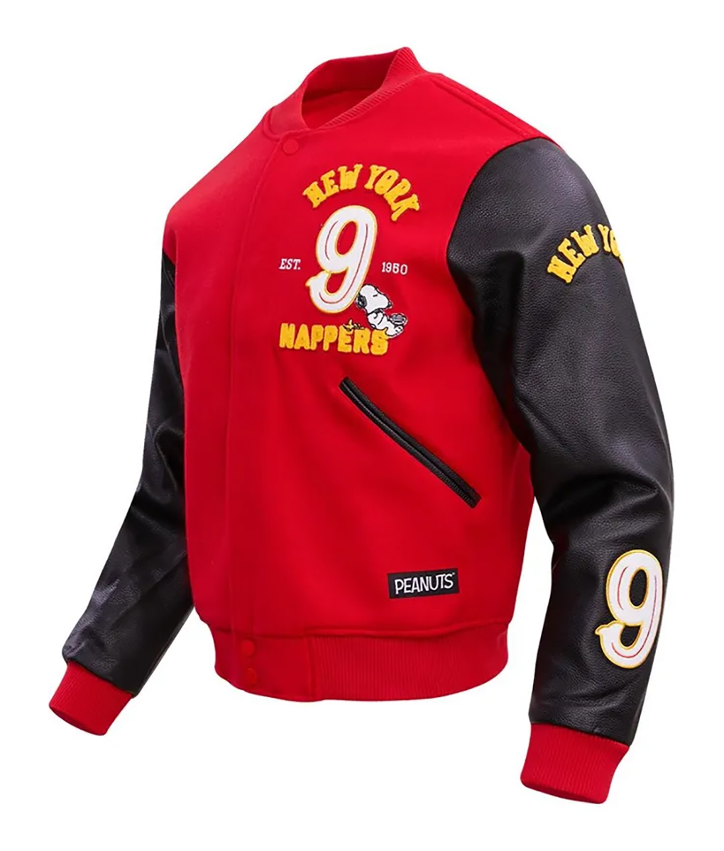 Snoopy New York Nappers Red Varsity Jacket (4)