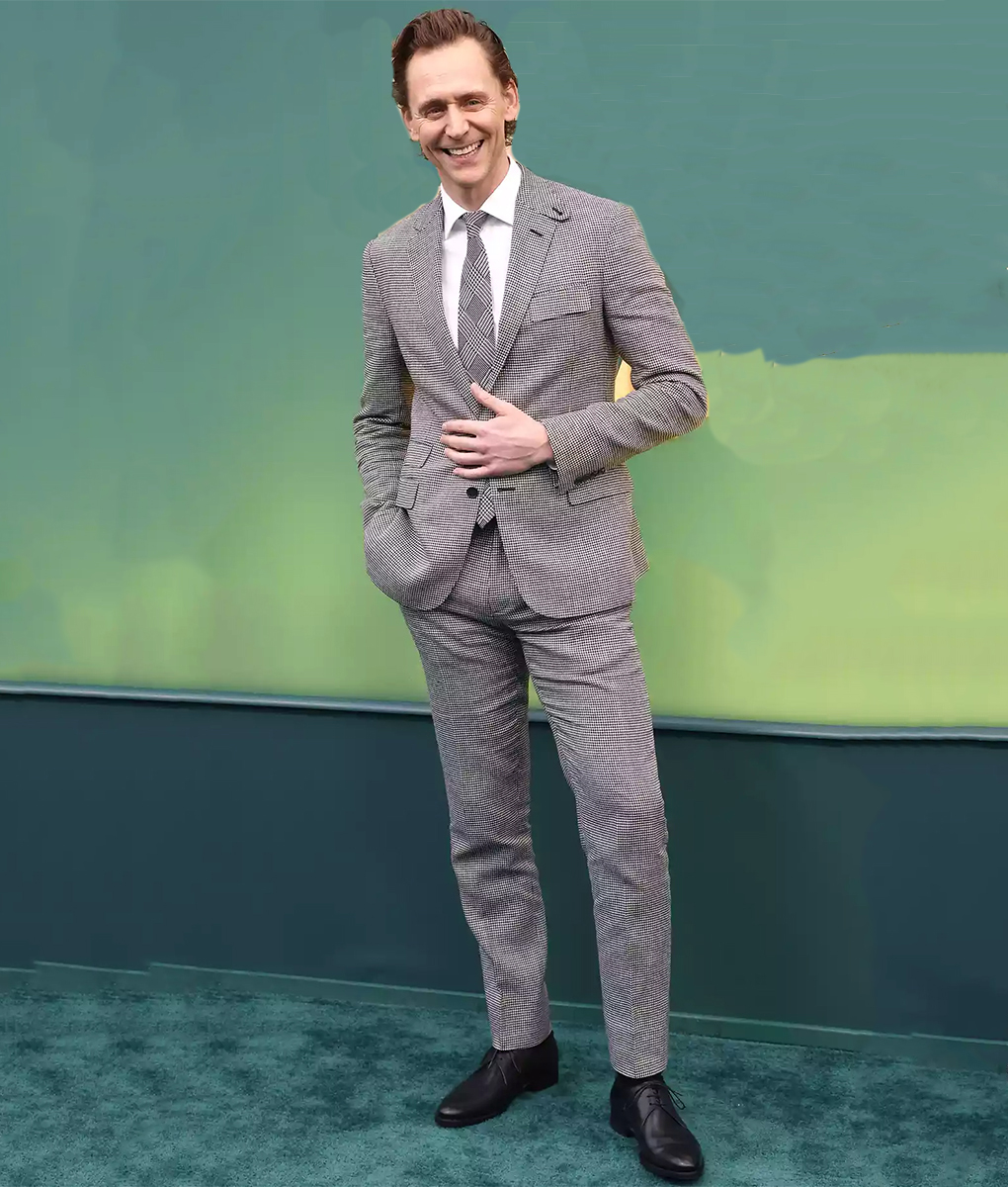 Tom Hiddleston Checkered Gray Suit (1)