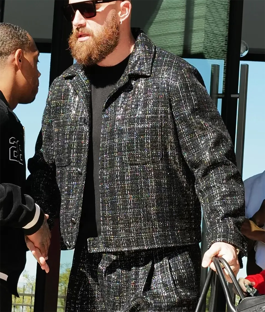 Travis Kelce Super Bowl Black Sequin Jacket (3)