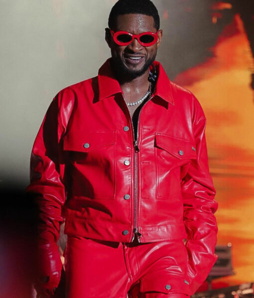 Usher Roots Picnic 2023 Red Leather Jacket-1