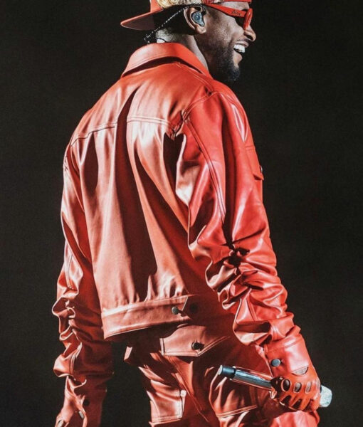 Usher Roots Picnic 2023 Red Leather Jacket-4