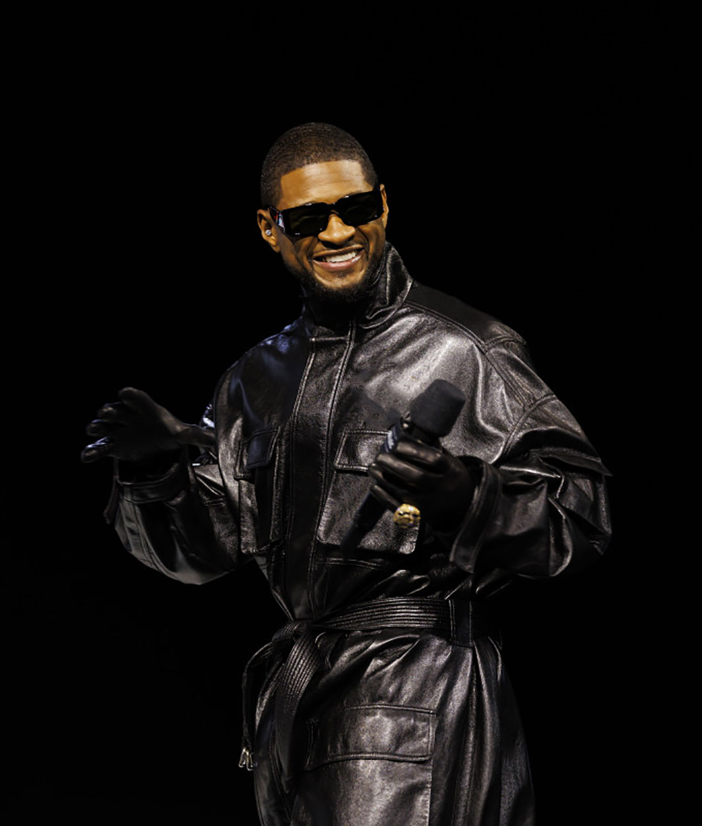Usher Super Bowl Black Leather Coat (3)