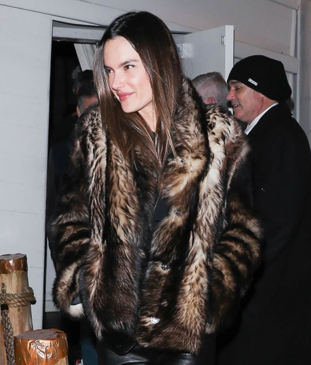 Alessandra Ambrosio Brown Fur Jacket (2)