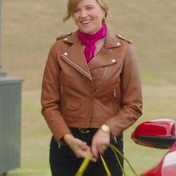 My Life Is Murder (Lucy Lawless) Brown Leather Jacket