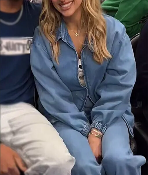 Brittany Mahomes Blue Denim Shirt Jacket-2