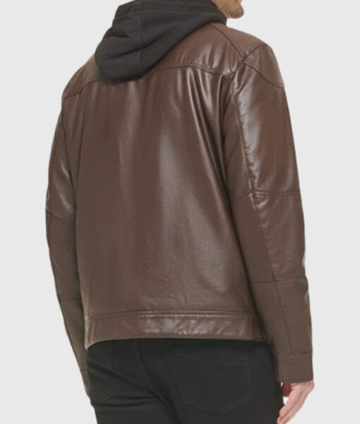 Carlo Hooded Brown Leather Jacket-2