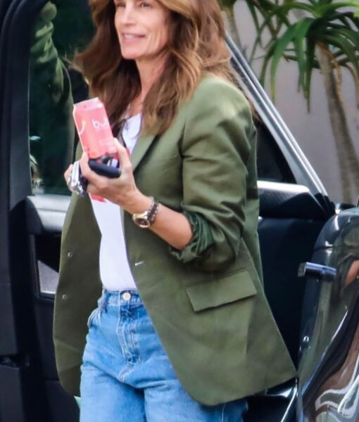 Meeting up With  Friend Cindy Crawford Green Blazer-2