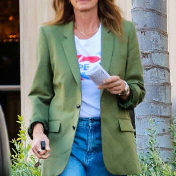 Meeting up With  Friend Cindy Crawford Green Blazer-3