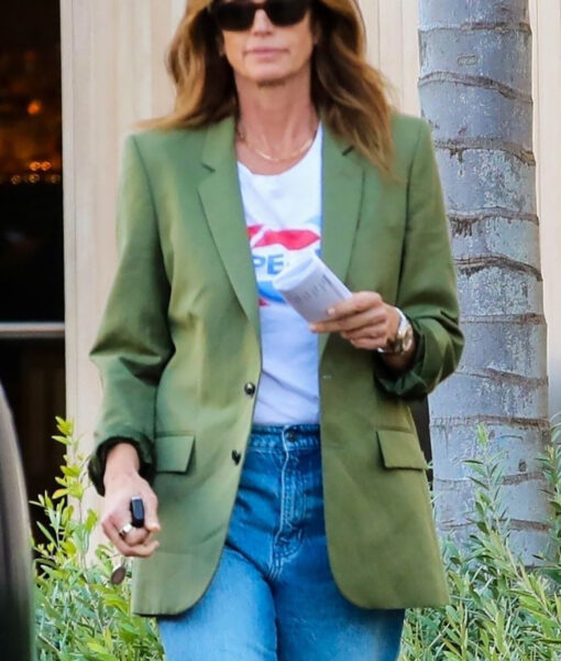 Meeting up With  Friend Cindy Crawford Green Blazer-3