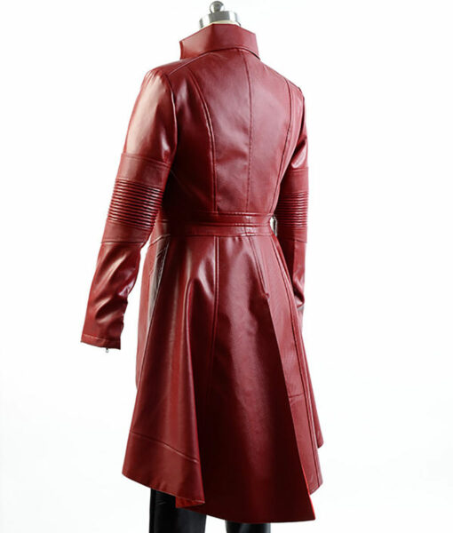 Civil War Elizabeth Olsen (Wanda Maximoff) Scarlet Witch Leather Coat