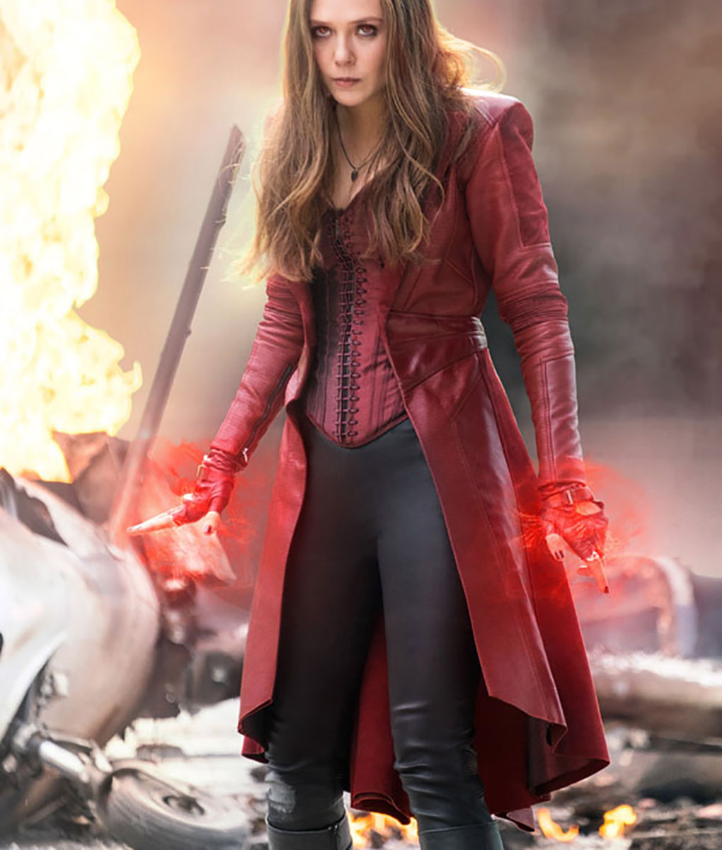 Civil War (Wanda Maximoff) Scarlet Witch Red Leather Coat