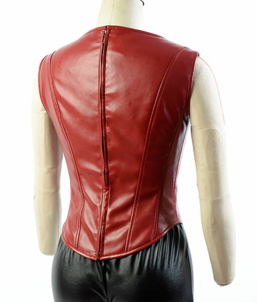 Civil War Elizabeth Olsen Scarlet Witch Red Leather Coat