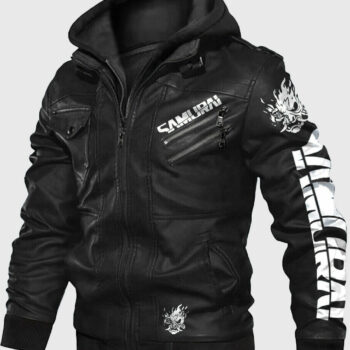 Cyberpunk 2077 Samurai Black Leather Jacket-2