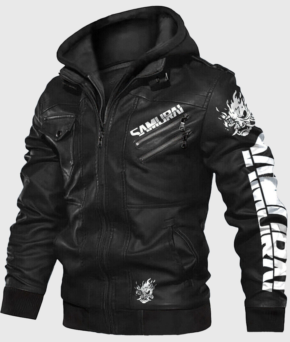 Cyberpunk 2077 Samurai Black Leather Jacket-2