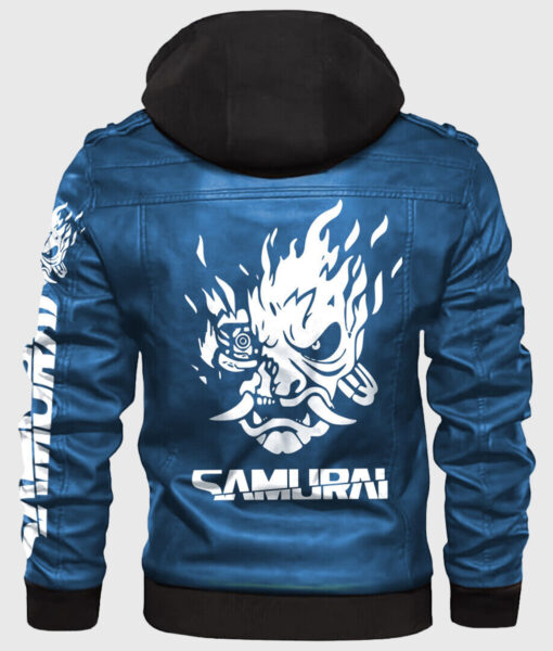Cyberpunk 2077 Samurai Blue Leather Jacket-2