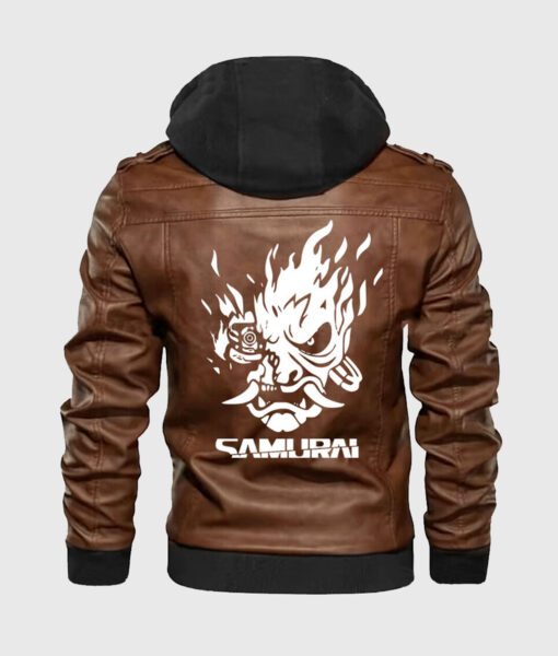 Cyberpunk 2077 Samurai Brown Leather Jacket-2