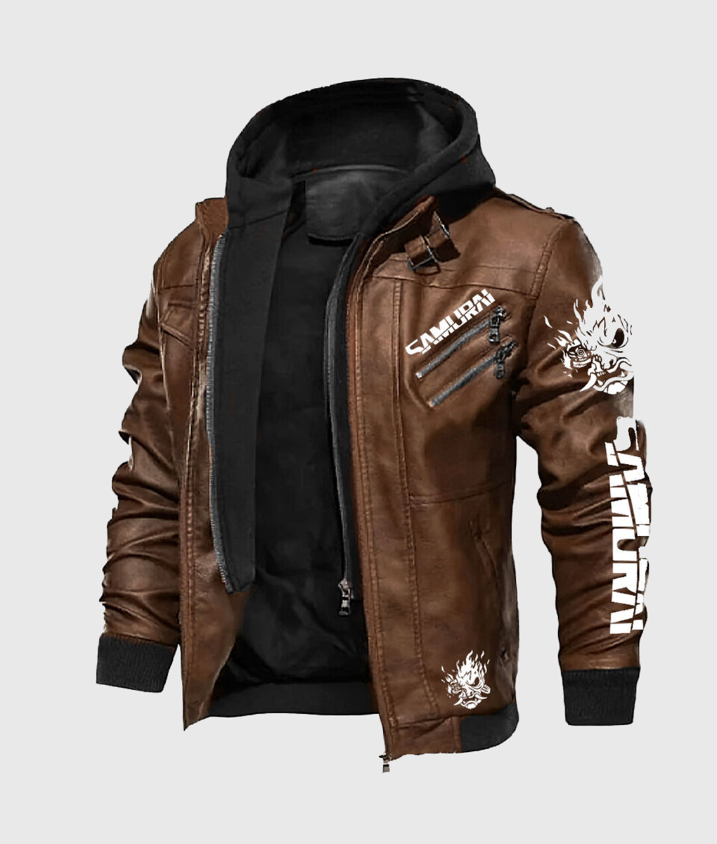 Cyberpunk 2077 Samurai Brown Leather Jacket-1