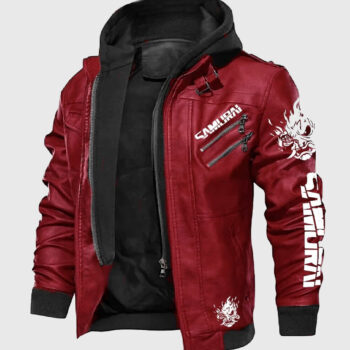 Cyberpunk 2077 Samurai Red Leather Jacket-2