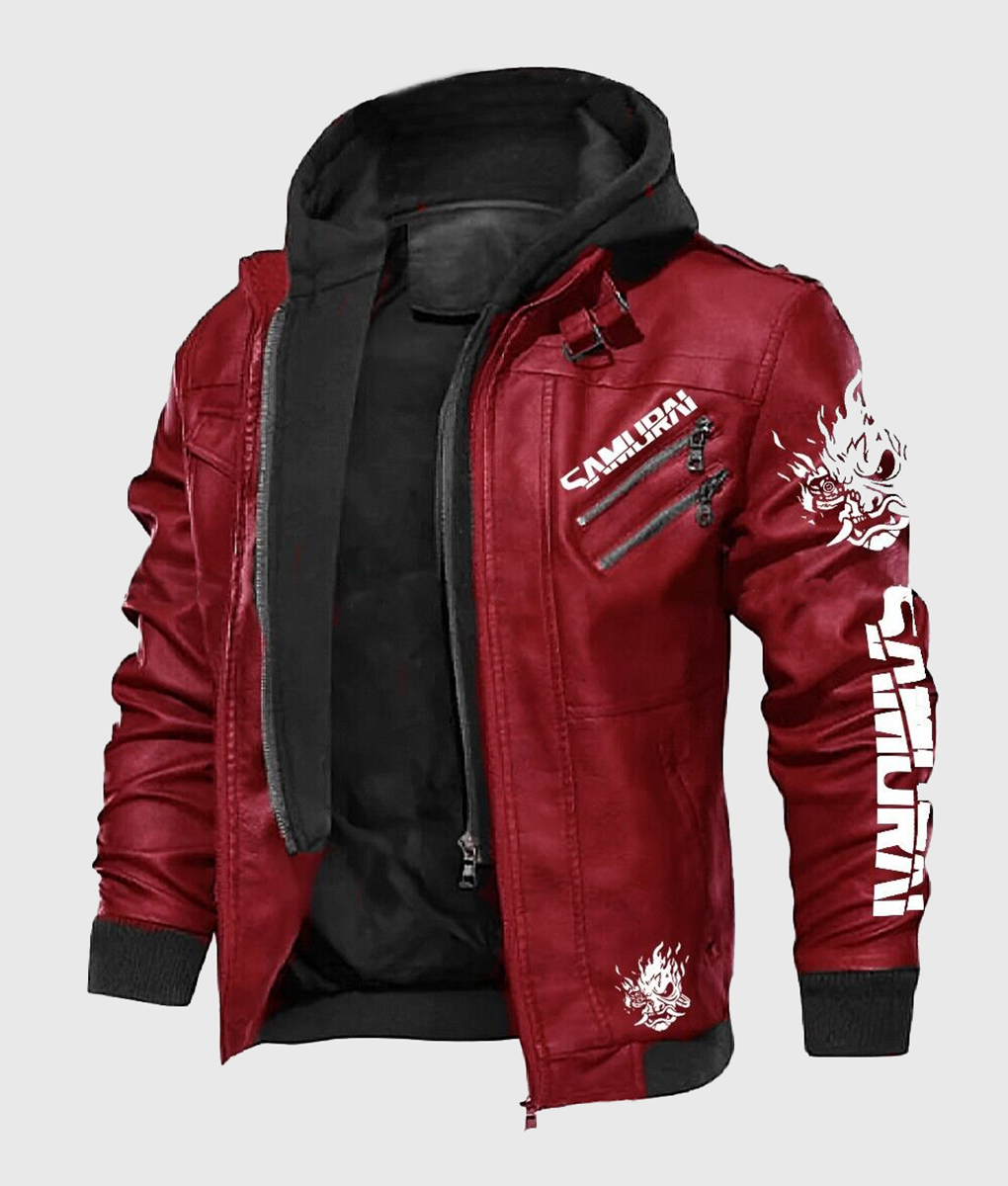 Cyberpunk 2077 Samurai Red Leather Jacket-2