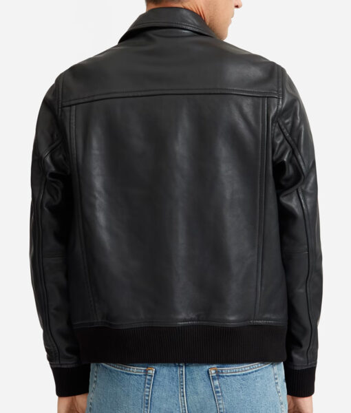 Henry Black Bomber Leather Jacket-1