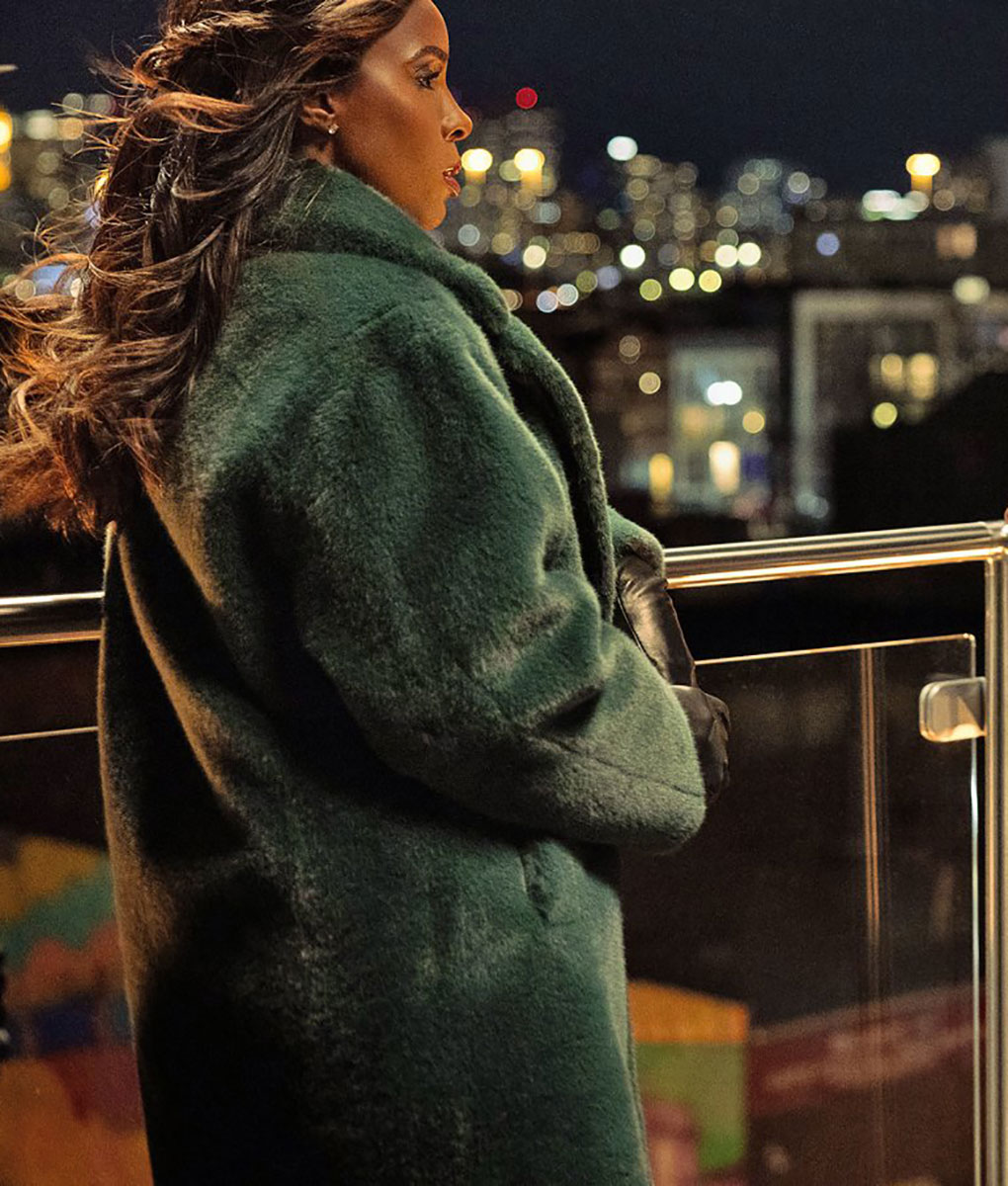 Kelly Rowland Mea Culpa Green Fur Coat (1)