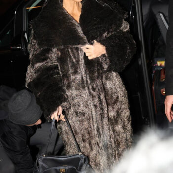 Kim Kardashian Fashion Week Brown Fur Coat-1