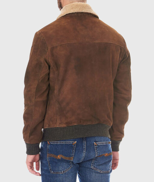Liam Brown Suede Leather Bomber Jacket-3