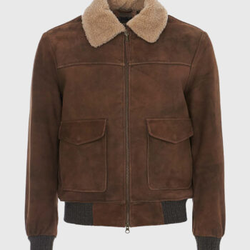 Liam Brown Suede Leather Bomber Jacket-1