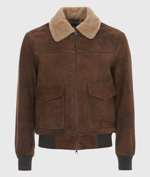 Liam Brown Suede Leather Bomber Jacket-1