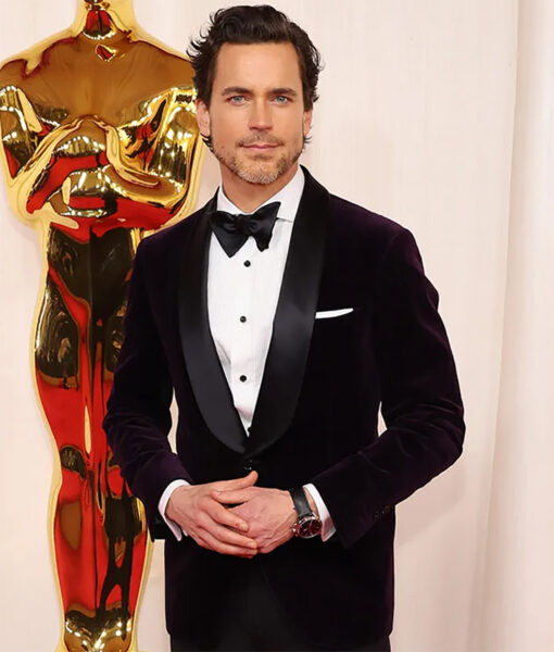 Matt Bomer Oscars Awards 2024 Purple Velvet Blazer-4