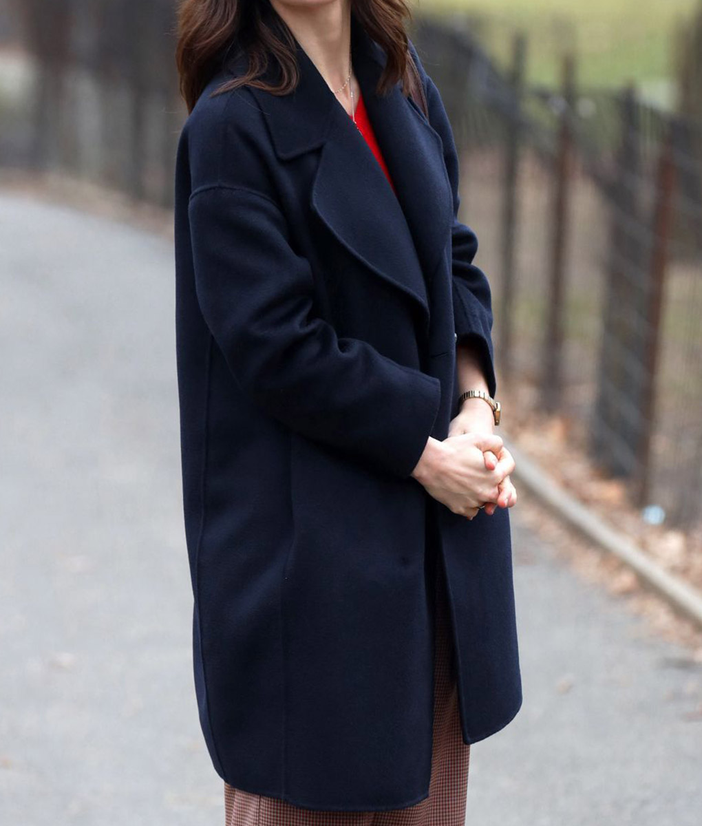 Melissa Benoist Wool Blue Coat (1)