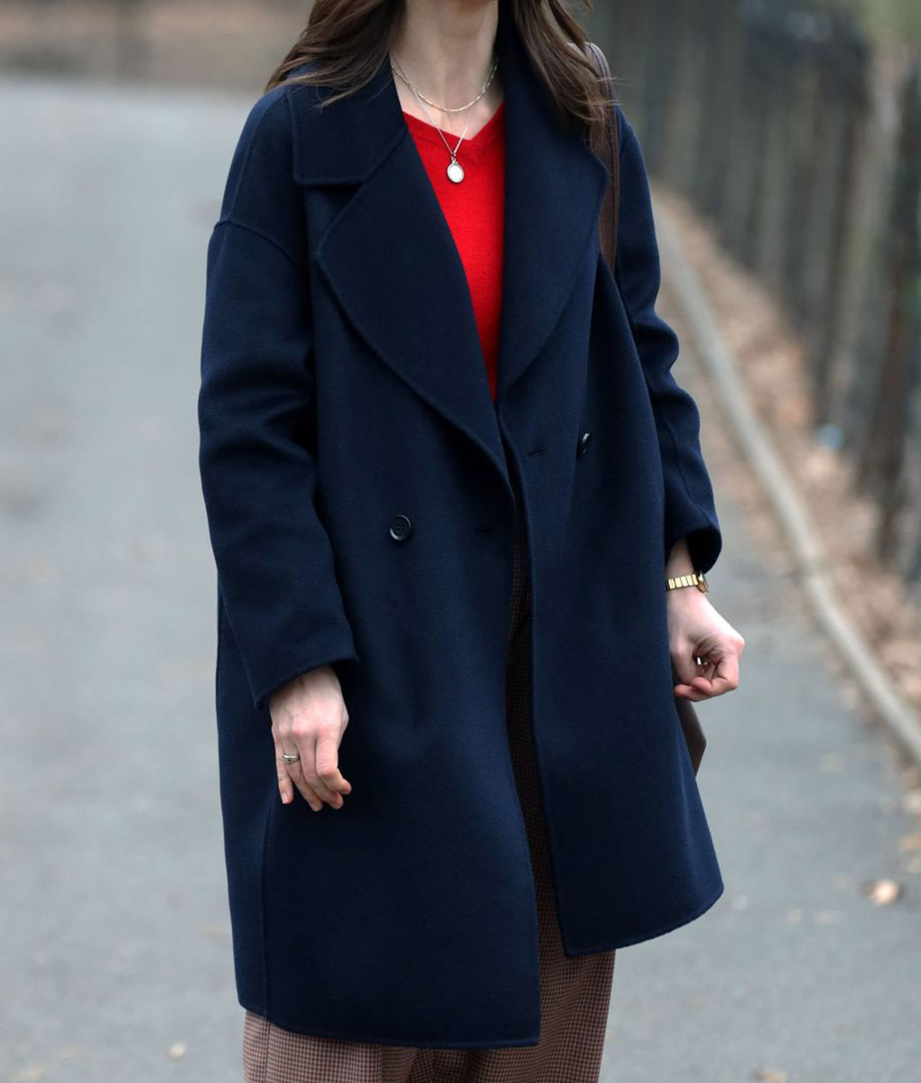Melissa Benoist Wool Blue Coat (4)