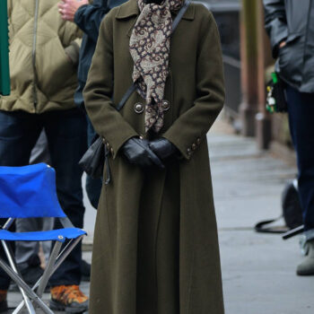 Naomi Watts The Friend Filming Wool Green Coat