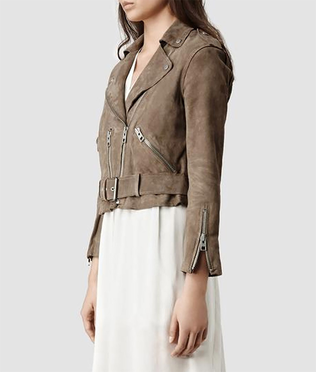 Ophelia Pryce The Royals Brown Suede Leather Jacket (1)