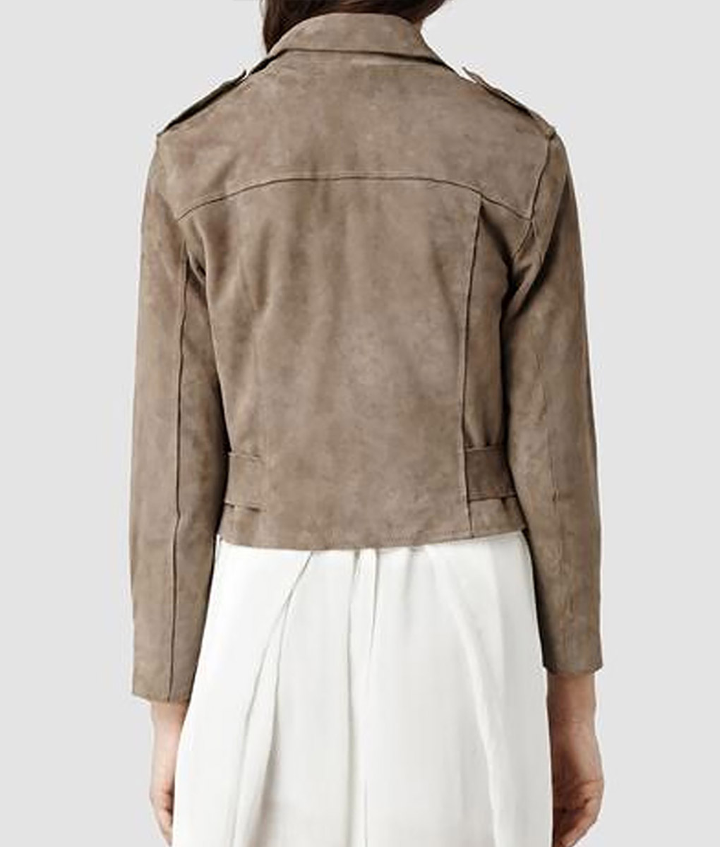 Ophelia Pryce The Royals Brown Suede Leather Jacket (3)