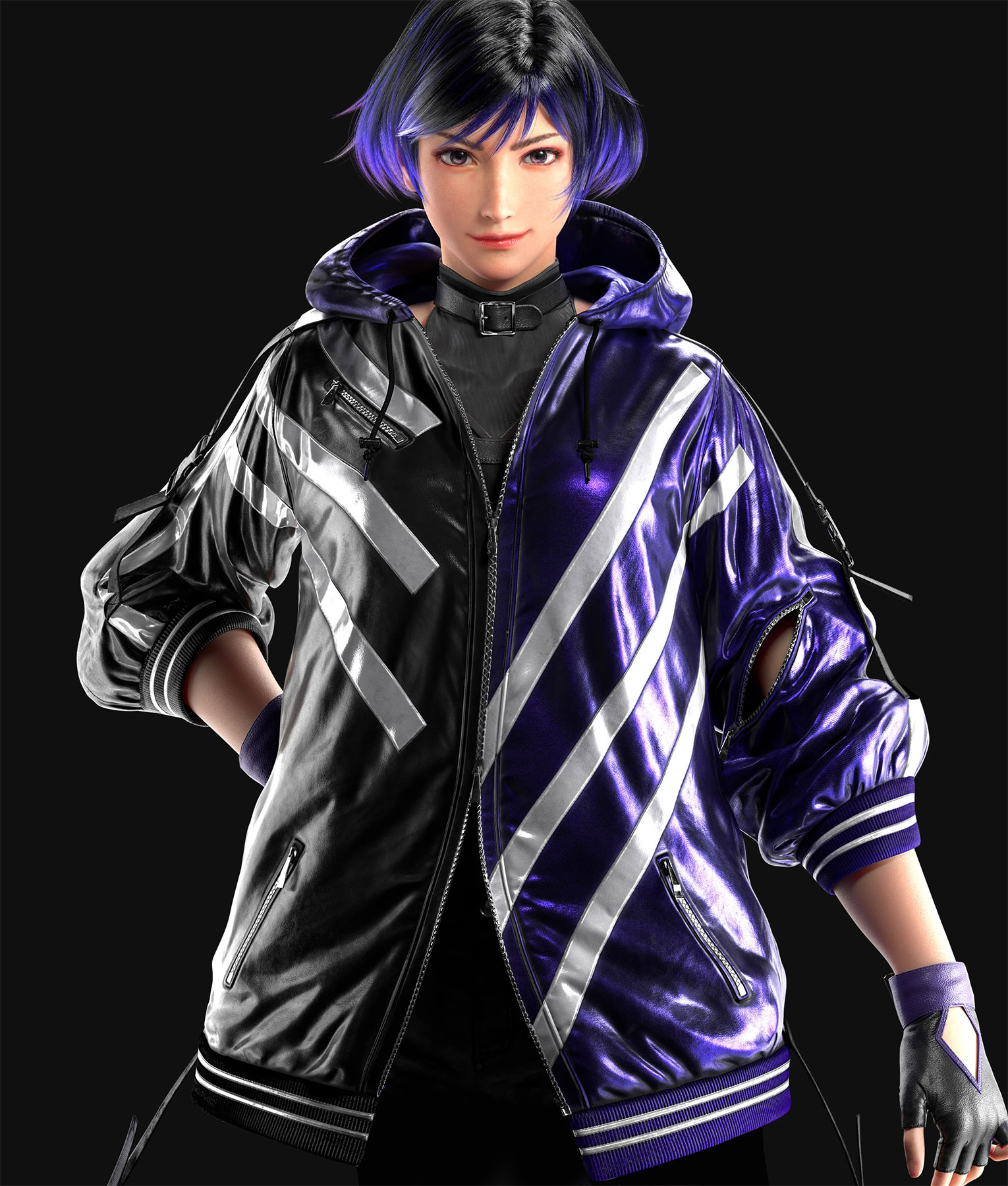 Tekken 8 Reina Mishima Black Hooded Jacket