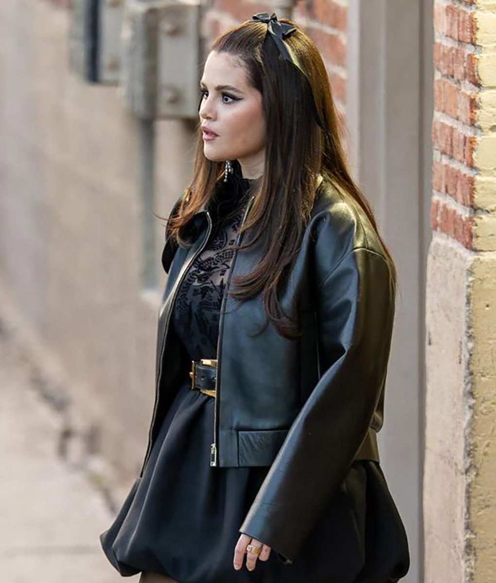 Selena Gomez Black Rose Cropped Jacket (8)