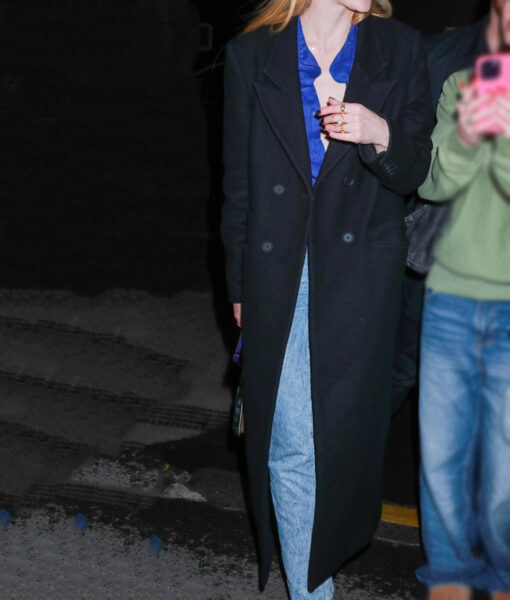 Sophie Turner Long Wool Black Coat-2