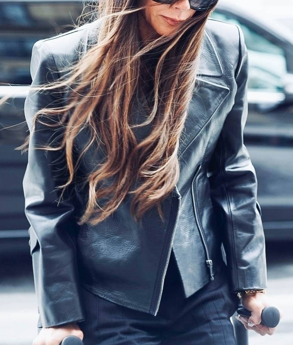 Victoria Beckham Black Leather Jacket (1)