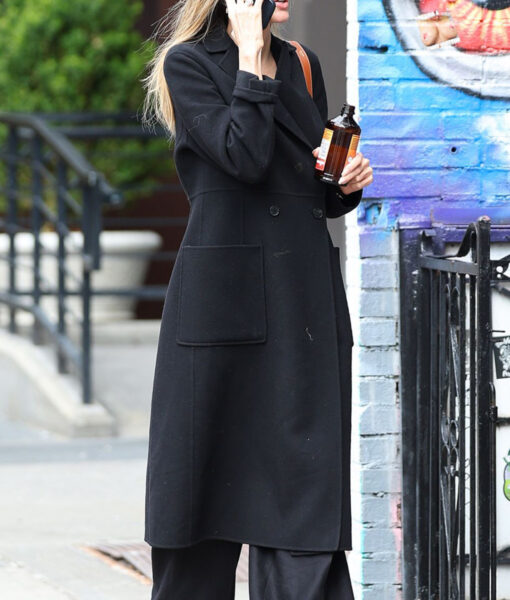 Angelina Jolie Double Breasted Black Trench Coat-5