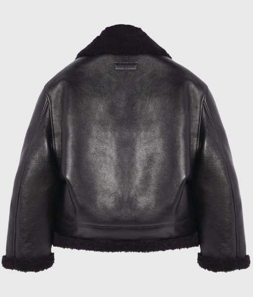 Bad Bunny Black Leather Shearling Jacket-1
