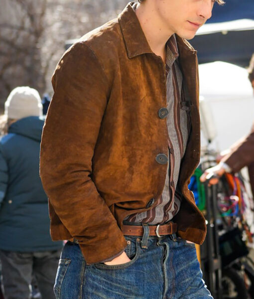 Bob Dylan A Complete Unknown (Timothee Chalamet) Brown Suede Leather Jacket