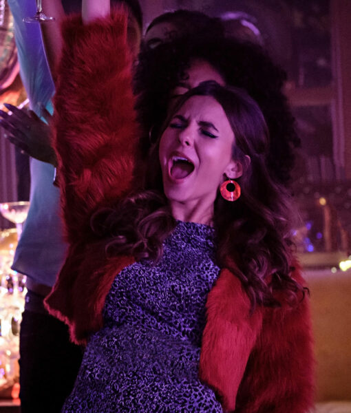 Afterlife of the Party (Victoria Justice) Red Fur Jacket