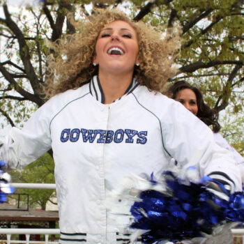Dallas Cowboys Cheerleaders Cropped White Varsity Jacket