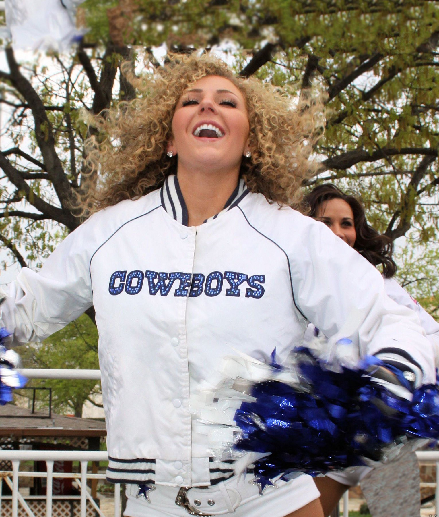 Dallas Cowboys Cheerleaders Cropped White Varsity Jacket