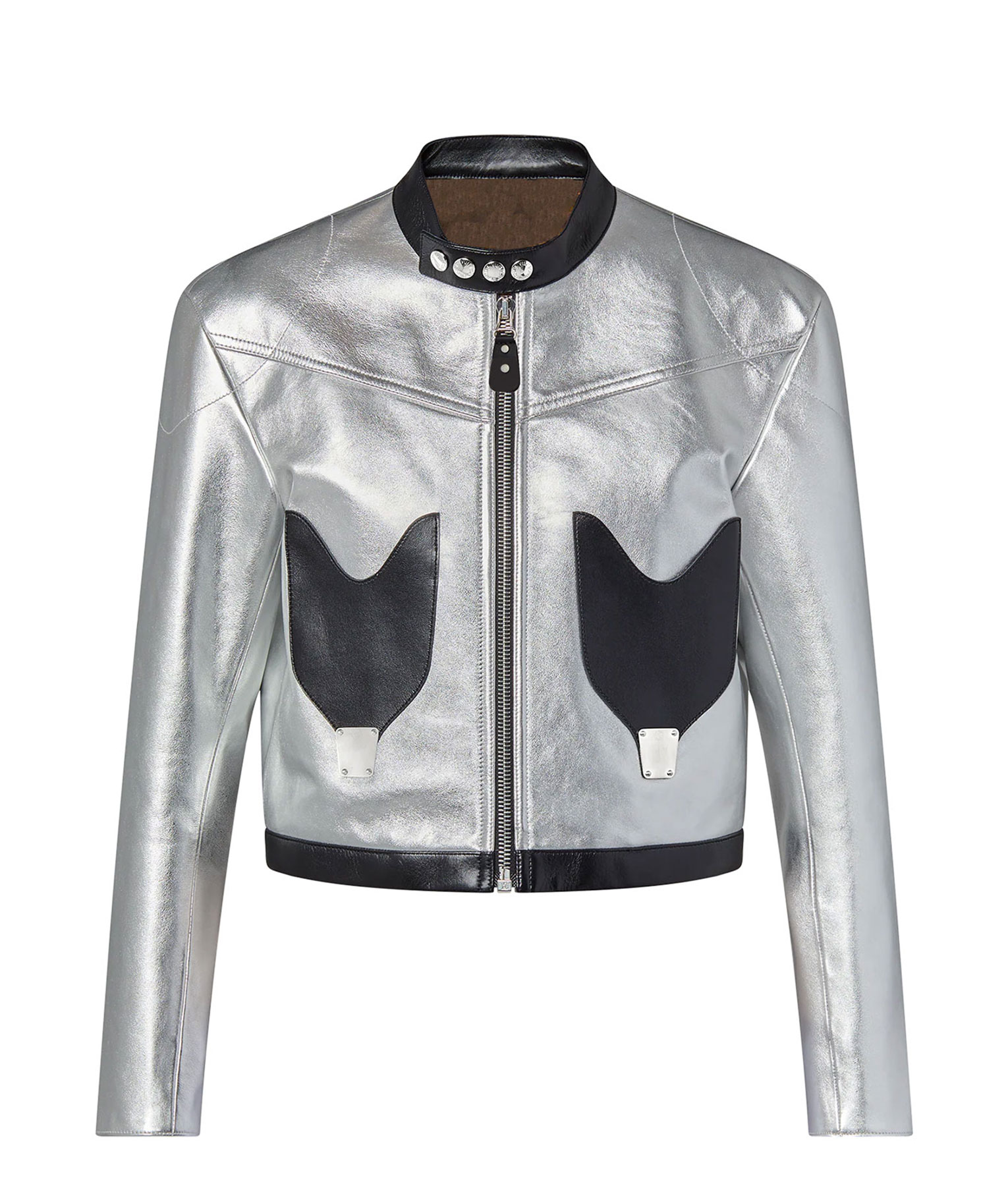 Dawn Staley Silver Cropped Leather Jacket (2)