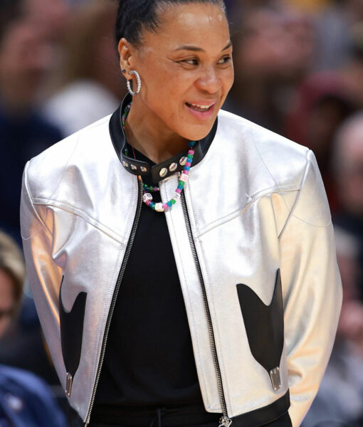 Dawn Staley NCAA Final Tournament Silver Leather Jacket-4